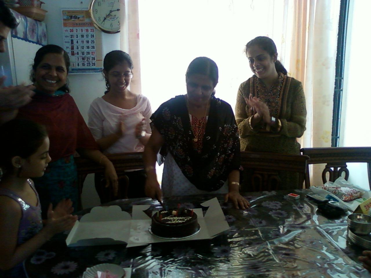 Cake-cutting at Rohan Nilay — Masi, Mami, all of us